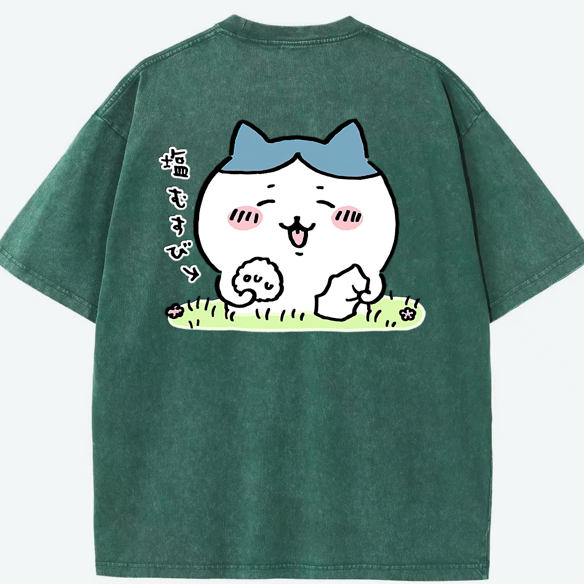 （画像用） ちいかわ ハチワレ Chii-kawa hachiware 綿100% ヴィンテージ風 半袖Tシャツ（背面プリント）